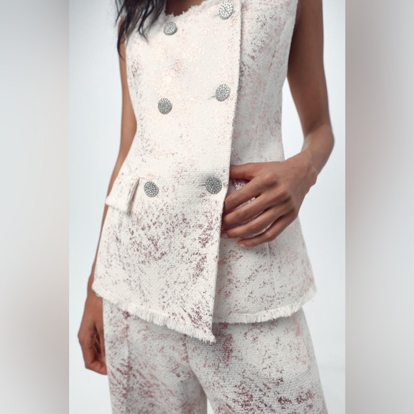 ZARA METALLIC EFFECT 2Pcs Vest and Culottes set - Picture 11 of 15